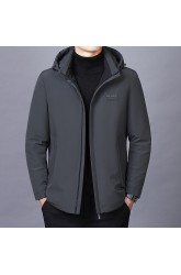 Down Jacket Men's Warm Jacket Middle-Aged Dad's Detachable Hood White Duck Down Business Casual Top Jacket