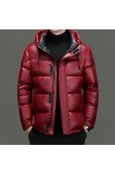2023 Winter New Men's Mid Youth Hooded White Duck Down Black Gold Plush Thickened Warm Coat