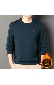 Men's New Round Neck Plush Sweater Casual Fashion Plush Thickened Long Sleeve Warm T-Shirt Underlay Sweater